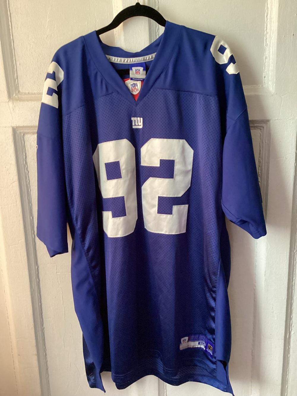 Reebok Royal Blue #92 Football New York Giants Jersey with White Numbers